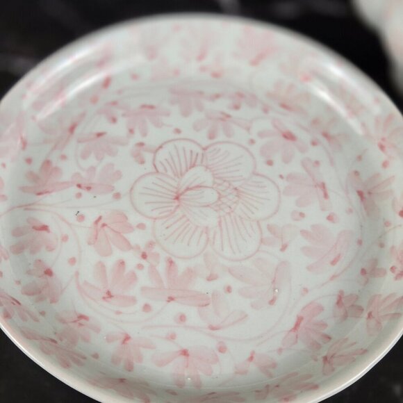 Porcelain Miniature Tea Set White Pink 21 Pieces Display Only Not a Toy - Picture 6 of 12